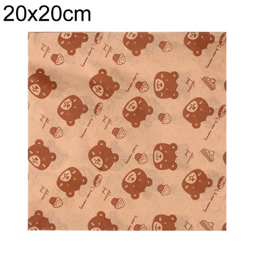 Bear Pattern Greaseproof Paper Baking Wrapping Paper 20x20cm - 1