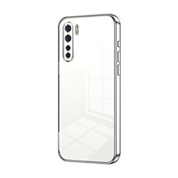 OPPO A91 Transparent Plating Fine Hole Phone Case - Silver - 1
