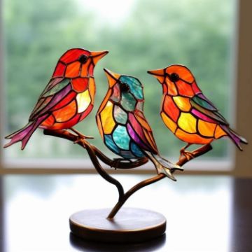 Picture of Hundred Flowers Bird Metal Iron Art Ornament 3D Stereoscopic Birds Decoration Crafts, Quantity: 3