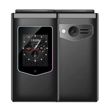 Picture of HAMTOD T8 4G Flip Phone, US Version, 2.8 inch + 1.77 inch, VoLTE, BT, SOS, OTG (Black)