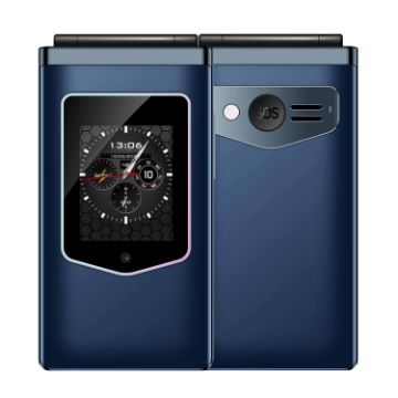 Picture of HAMTOD T8 4G Flip Phone, US Version, 2.8 inch + 1.77 inch, VoLTE, BT, SOS, OTG (Navy Blue)