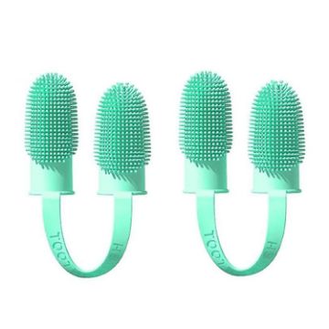 Pet Teeth Cleaning Finger Toothbrush for Dogs and Cats (Blue Green) - 1