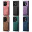 OnePlus Nord CE 5G Retro Leather Card Bag Magnetic Phone Case - Black - 7