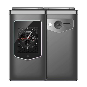 Picture of HAMTOD T8 4G Flip Phone, EU Version, 2.8 inch + 1.77 inch, VoLTE, BT, SOS, OTG (Grey)