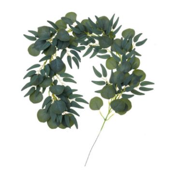 Picture of Artificial Greenery Eucalyptus Leaf Vine Simulation Rattan Home Decoration, Style: 1m Eucalyptus+5 Leaves Willow Gray White