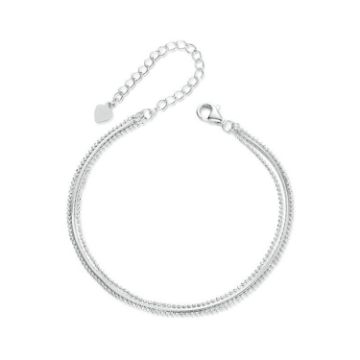 Picture of S925 Sterling Silver Platinum-plated Women Three-layer Thin Bracelet (BSB164)