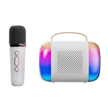 Picture of Y5 1 Microphone Portable Bluetooth Speaker Home And Outdoor Wireless Karaoke Audio (White)