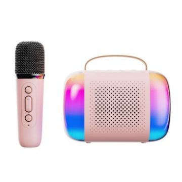 Picture of Y5 1 Microphone Portable Bluetooth Speaker Home And Outdoor Wireless Karaoke Audio (Pink)