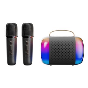 Y5 2 Microphone Portable Bluetooth Speaker - Black - 1