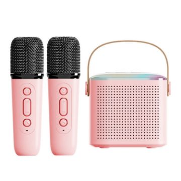 Picture of Home Portable Bluetooth Speaker Small Outdoor Karaoke Audio, Color: Y1 Pink (Double wheat)