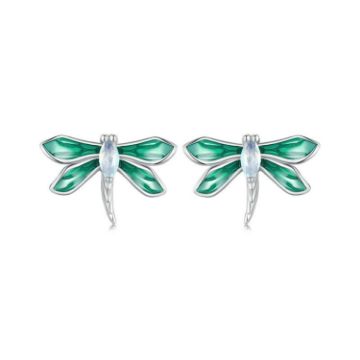 Picture of S925 Sterling Silver Platinum Plated Animal Dragonfly Earrings (BSE988)
