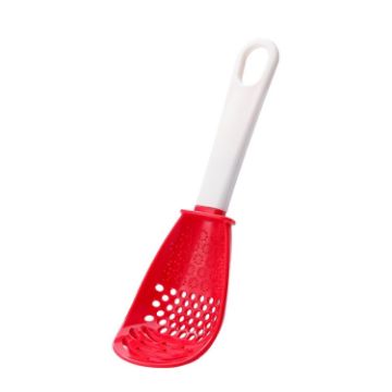 Picture of Kitchen Multifunctional Mashing Spoon Household Auxiliary Food Grinding Cooking Ladle Stir-Fry Spatula (Red)