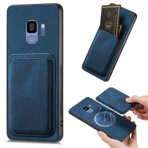 Samsung Galaxy S9 Retro Leather Card Bag Magnetic Phone Case Blue - 1