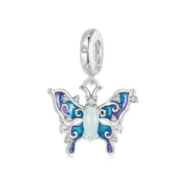 Picture of S925 Sterling Silver Platinum Plated Luminous Colorful Butterfly DIY Pendant (SCC2731)