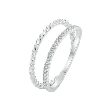 Picture of S925 Sterling Silver Platinum Plated Twist Double Layer Ring (No.8)