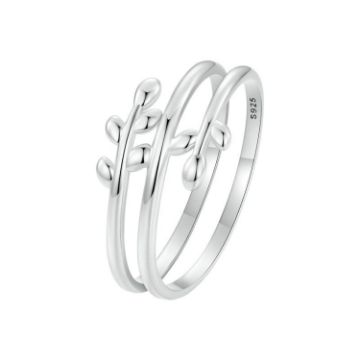 Picture of S925 Sterling Silver Oxidized Multi-layered Leaf Ring, Size: No.9 (SCR755)