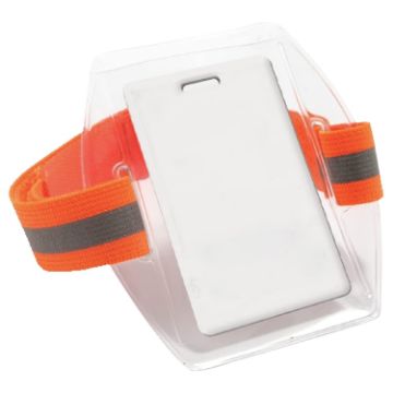 Orange PVC Soft Plastic Card Holder Reflective Wristband Badge Holder - 1