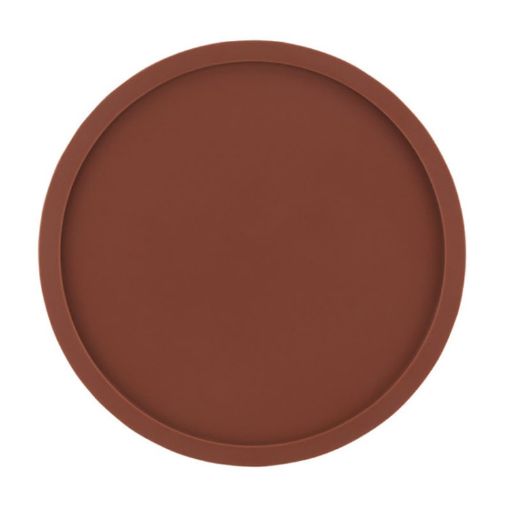 Simple Round Silicone Coaster Tea Cup Table Mat, Classic Brown - 1