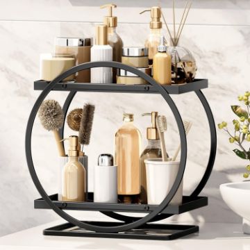 2 Tier Cosmetic Display Tray Makeup Organizer - Black - 1