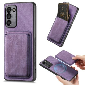 Samsung Galaxy A41 Retro Leather Card Bag Magnetic Phone Case Purple - 1