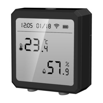Smart Home Wifi Temperature & Humidity Sensor - Black - 1