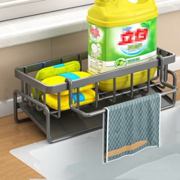 Multifunctional Kitchen Sink Drain Rack Gray - 1