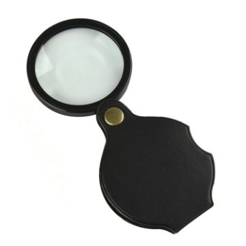50mm 10X Folding Leather Case Magnifier Pocket Magnifying Glass - 1