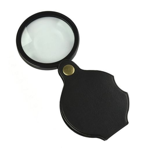 50mm 10X Folding Leather Case Magnifier Pocket Magnifying Glass - 1