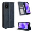 TCL 502 Blue Leather Phone Case - Retro Texture, Magnetic Buckle - 1