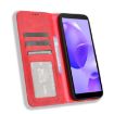 TCL 502 Red Leather Phone Case - Magnetic Buckle, Retro Texture - 4