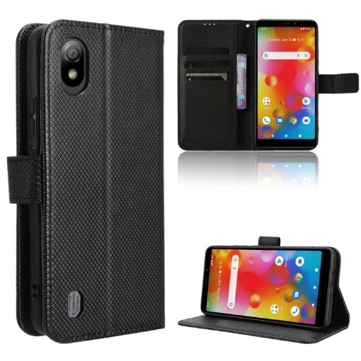 Black Diamond Texture Leather Phone Case for Boost Mobile Bounce 4G - 1
