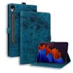 Samsung Galaxy Tab S9 FE Cartoon Sakura Cat Embossed Leather Tablet Case Blue - 1
