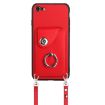iPhone SE 2022/2020/8/7 Red Card Bag Ring Holder Case with Lanyard - 2