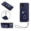 Samsung Galaxy A12 Card Bag Ring Holder PU Phone Case Blue - 1