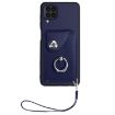 Samsung Galaxy A12 Card Bag Ring Holder PU Phone Case Blue - 2
