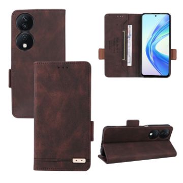For Honor X7b Leather Phone Case - Brown - 1