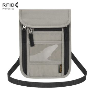 Picture of Passport ID Bag Anti-Theft Brush Card Bag Multi-Functional Neck Cell Phone Bag (Grey)