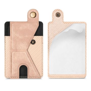 Picture of Multi-Function Bracket Magnetic Suction Buckle Phone Card Case PU Leather Card Sticker Holder (Khaki)