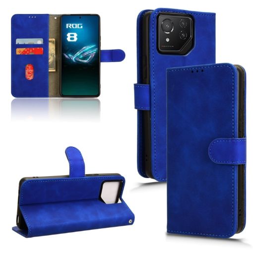 ASUS ROG Phone 8 Pro Blue Leather Flip Case - 1