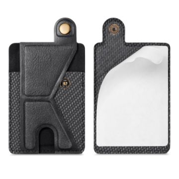Picture of Multi-Function Bracket Magnetic Suction Buckle Phone Card Case PU Leather Card Sticker Holder (Black)