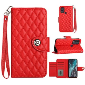 Nokia C22 Red Leather Phone Case with Lanyard - 1