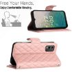 Nokia C32 Rhombic Texture Flip Leather Phone Case - Coral Pink - 4
