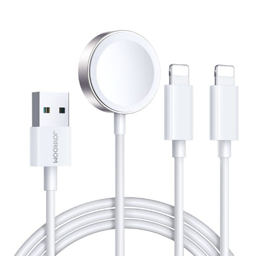 JOYROOM S-IW007 3 in 1 USB to Dual 8 Pin + Magnetic Watch Wireless Charging Data Cable - 1
