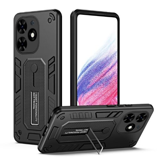 Tecno Spark Go 2024 Black Armor Finger Loop Phone Case - 1