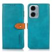 Blue Dual-Color Cowhide Flip Leather Case for Motorola Moto G04/G24 - 1