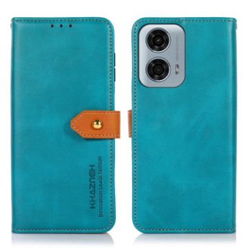 Blue Dual-Color Cowhide Flip Leather Case for Motorola Moto G04/G24 - 1