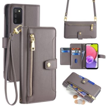 Samsung Galaxy A03s Sheep Texture Cross-body Zipper Wallet Leather Case - 1