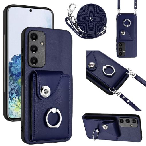 Samsung Galaxy A35 Card Bag Ring Holder Phone Case Blue - 1