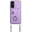 Samsung Galaxy A14 5G Purple Card Bag Ring Holder Case with Lanyard - 2
