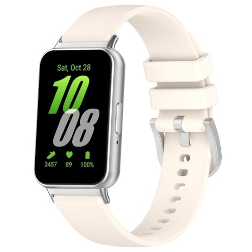 Samsung Galaxy Fit 3 SM-R390 Metal Connector Liquid Glossy Silicone Watch Band - 1